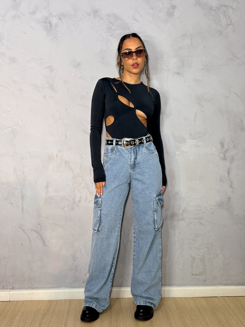 Calça cargo jeans
