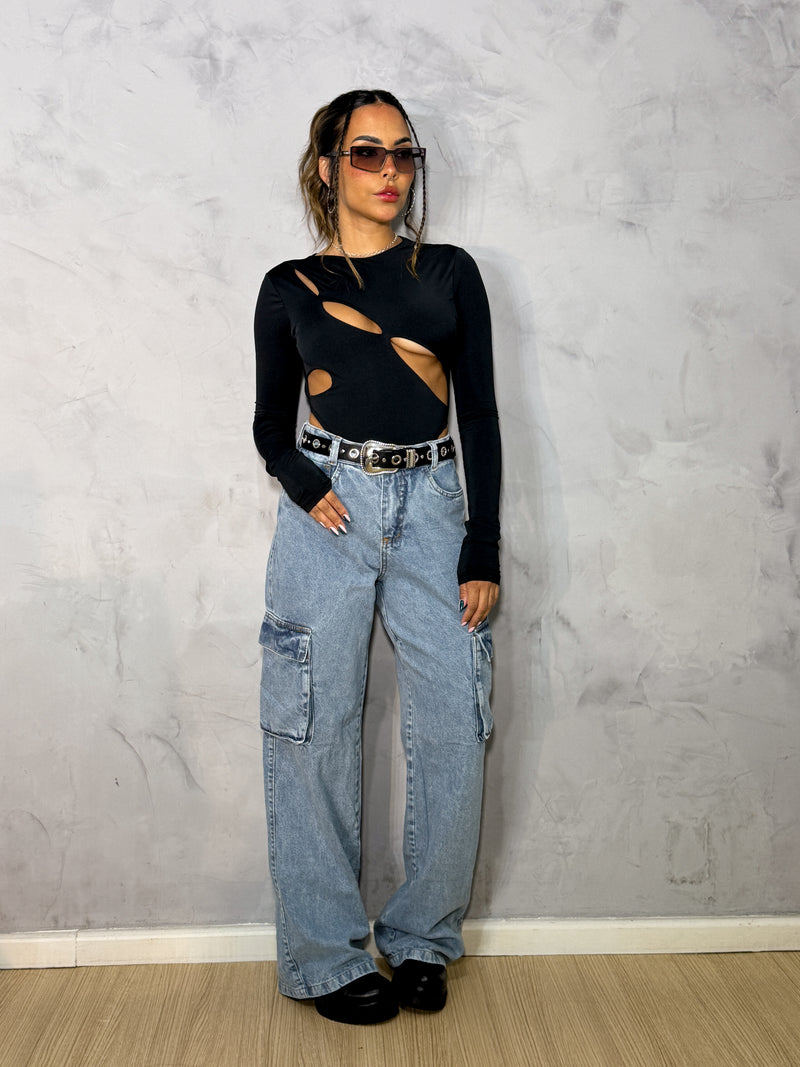 Calça cargo jeans