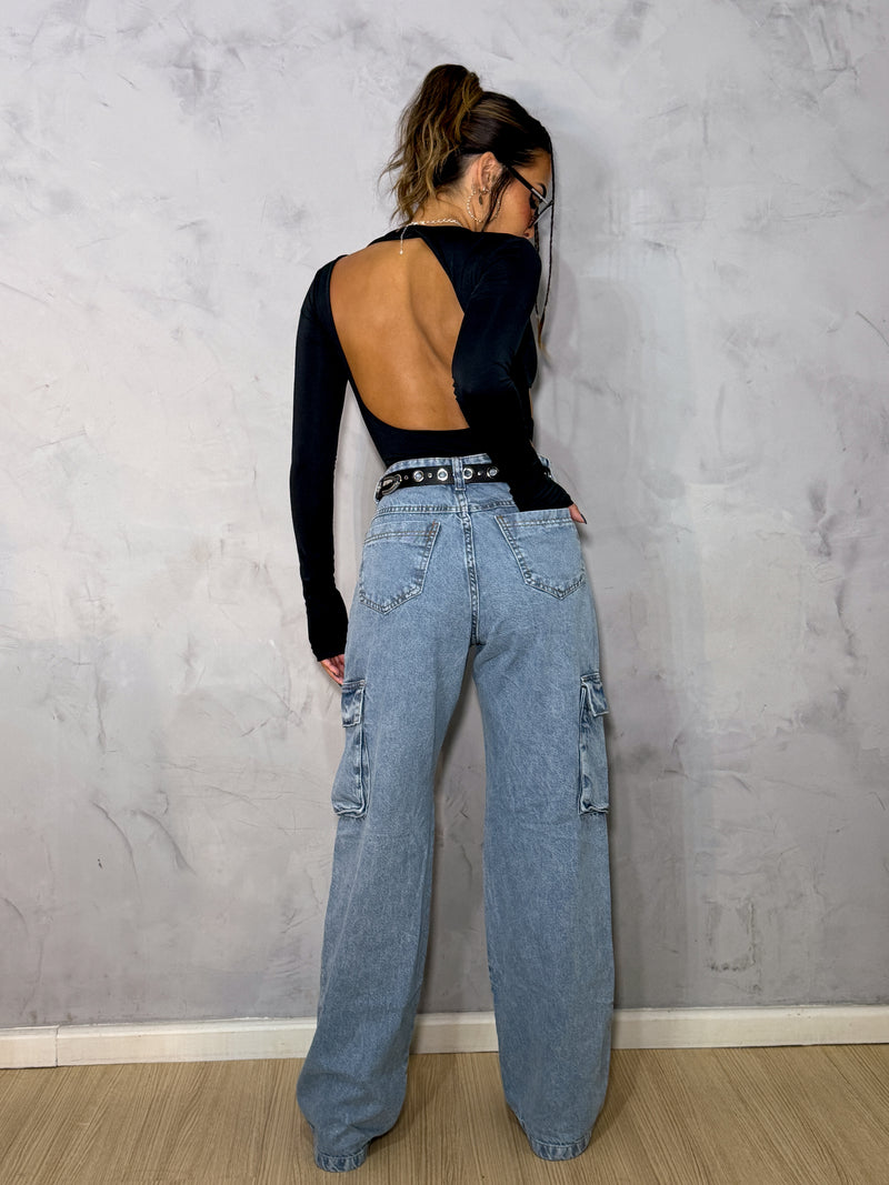 Calça cargo jeans