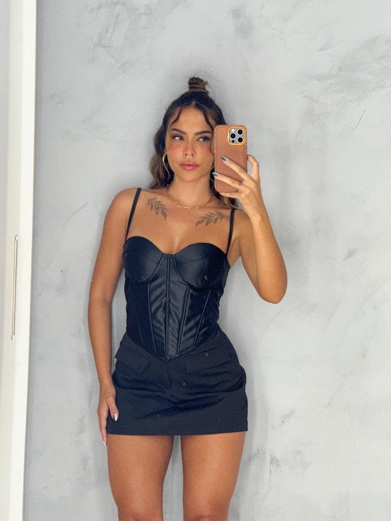 Corselet acetinado