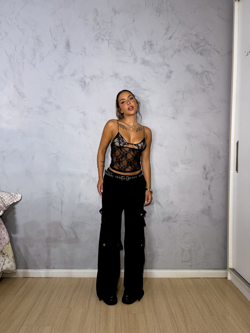 Calça cargo cotele