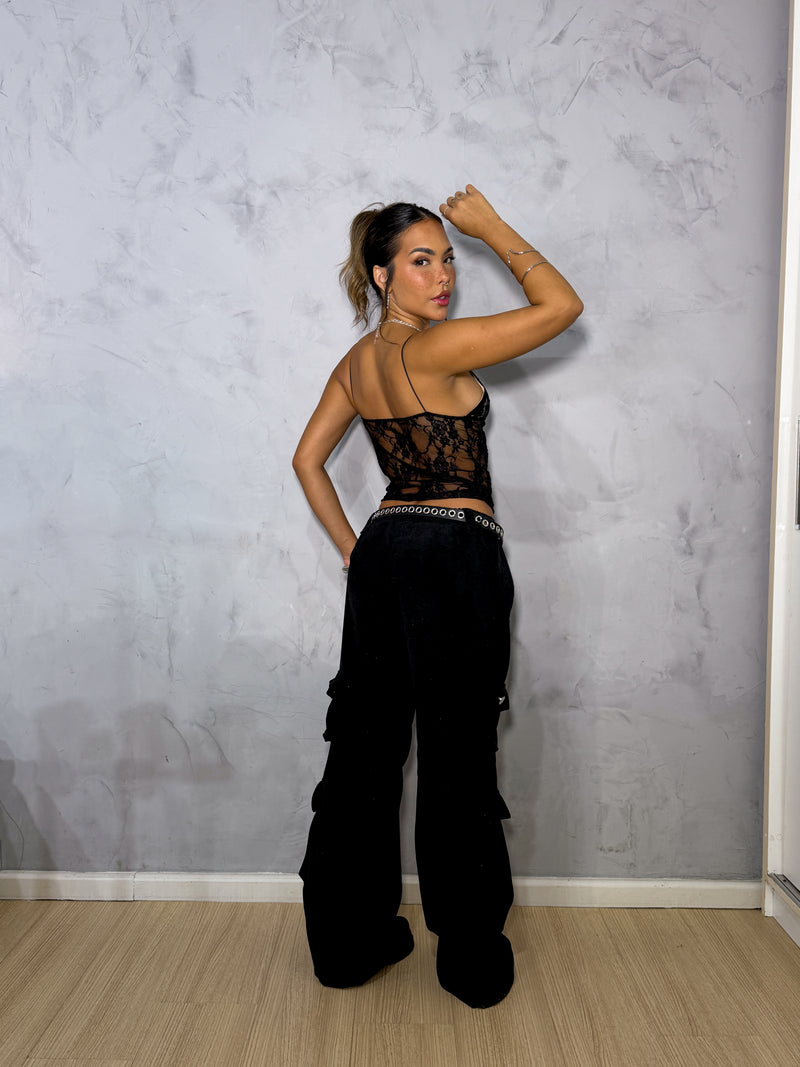 Calça cargo cotele