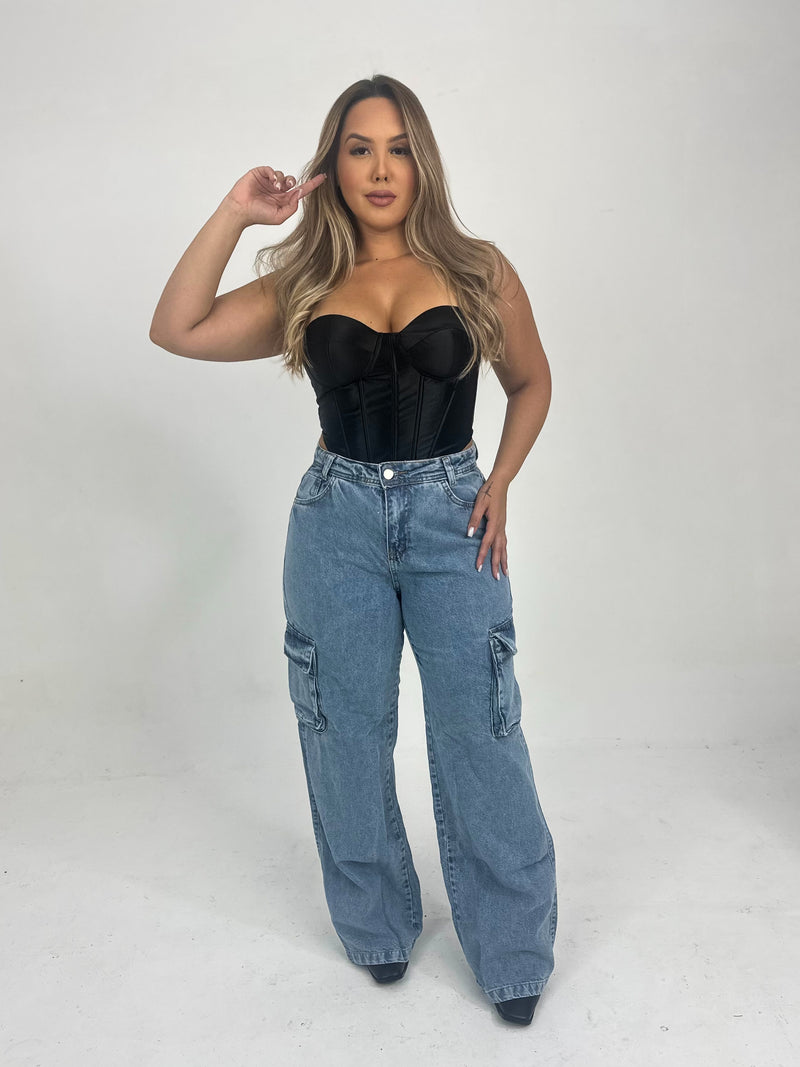 Corselet acetinado
