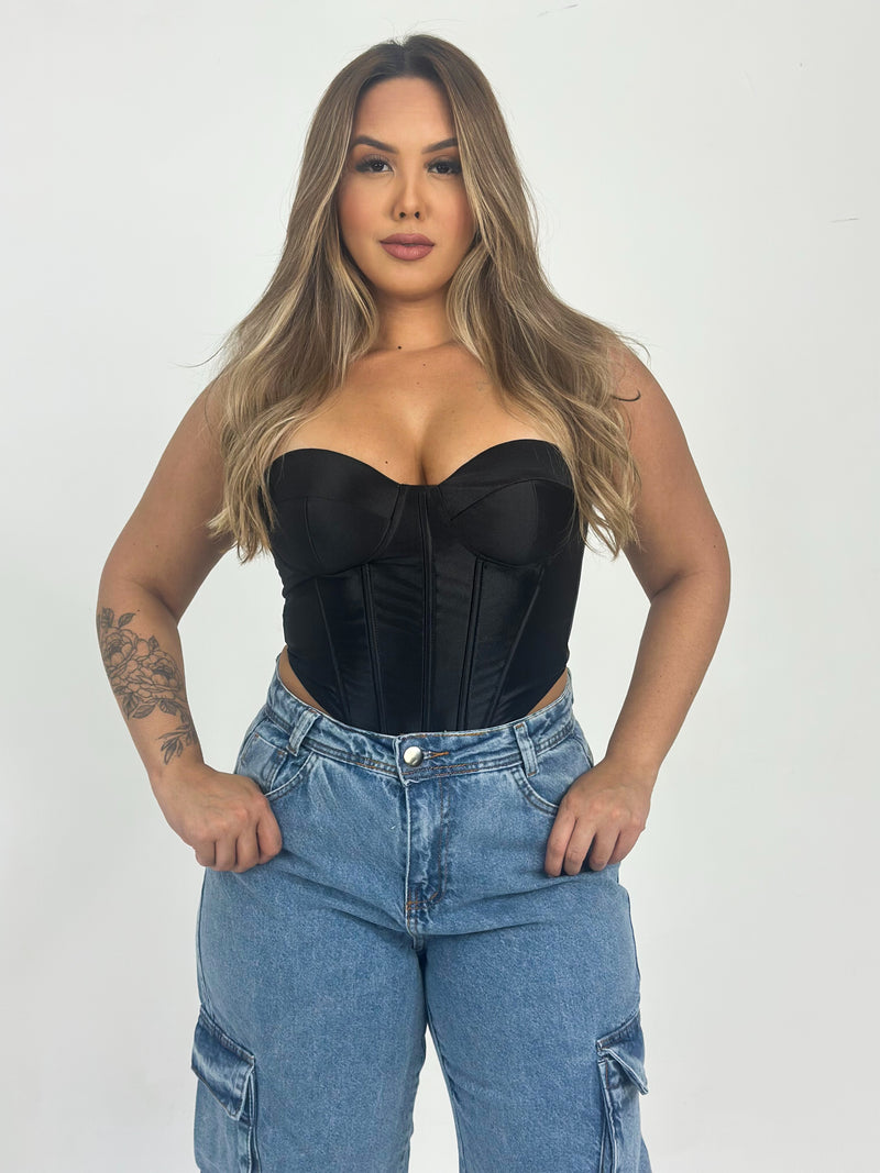 Corselet acetinado