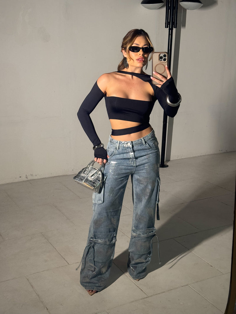 Calça Cargo Metalizada