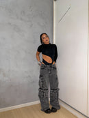 CALÇA CARGO JEANS MARMORIZADA